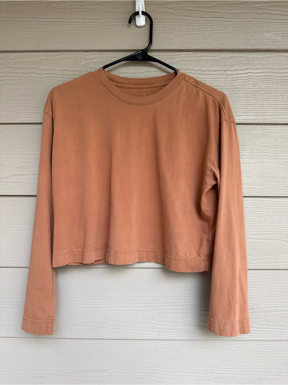 Everlane Cropped Long Sleeve Tee — Rust Orange